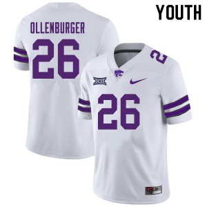 Youth Kansas State Wildcats Elliot Ollenburger #26 Embroidery White Jerseys 453085-276