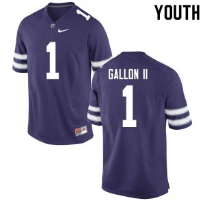 Youth Kansas State Wildcats Eric Gallon II #1 Purple Embroidery Jerseys 798418-563