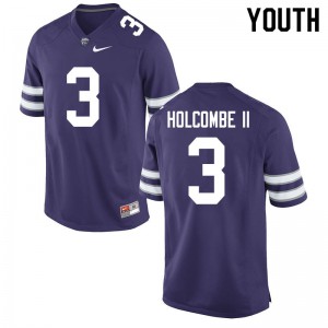 Youth Kansas State Wildcats John Holcombe II #3 Purple Official Jersey 916554-799