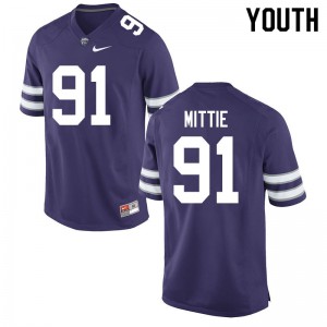 Youth Kansas State Wildcats Jordan Mittie #91 Stitched Purple Jersey 606450-329