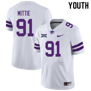 Youth Kansas State Wildcats Jordan Mittie #91 White Official Jersey 969308-220