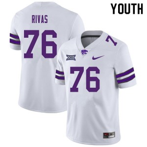 Youth Kansas State Wildcats Josh Rivas #76 White Embroidery Jerseys 350190-850