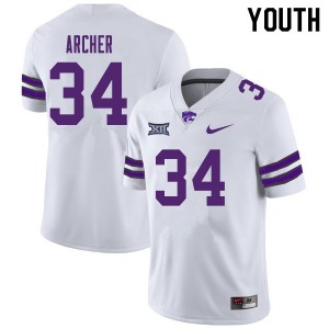 Youth Kansas State Wildcats Levi Archer #34 White College Jersey 786659-640