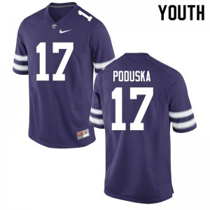 Youth Kansas State Wildcats Maxwell Poduska #17 Embroidery Purple Jerseys 526531-182