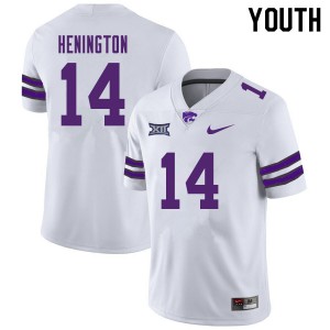 Youth Kansas State Wildcats Ryan Henington #14 White Stitched Jerseys 442140-289