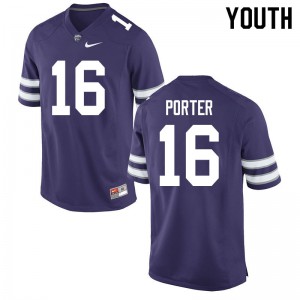 Youth Kansas State Wildcats Seth Porter #16 Embroidery Purple Jerseys 447121-140