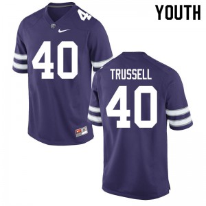 Youth Kansas State Wildcats Spencer Trussell #40 Purple Stitch Jerseys 361668-739