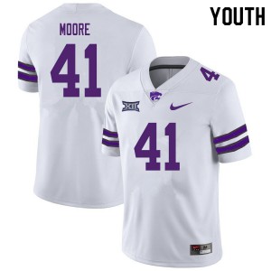 Youth Kansas State Wildcats Austin Moore #41 White Stitched Jersey 374165-328