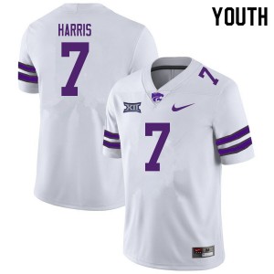 Youth Kansas State Wildcats Bart Harris #7 Stitch White Jersey 991871-521