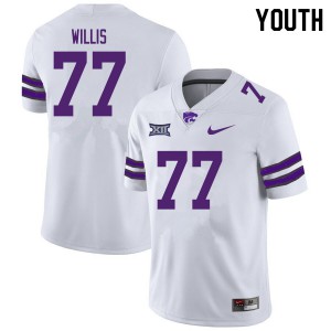 Youth Kansas State Wildcats Carver Willis #77 College White Jerseys 291728-821