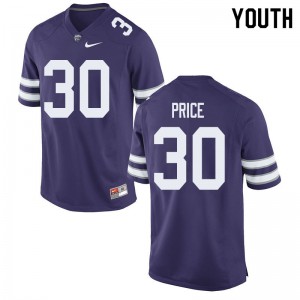 Youth Kansas State Wildcats Clyde Price #30 Purple Stitched Jerseys 668518-431
