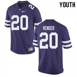 Youth Kansas State Wildcats D.J. Render #20 NCAA Purple Jerseys 783111-422