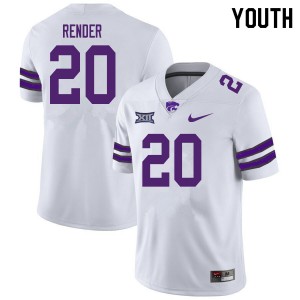 Youth Kansas State Wildcats D.J. Render #20 Player White Jersey 185821-443