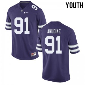 Youth Kansas State Wildcats Felix Anudike #91 Embroidery Purple Jerseys 452623-423