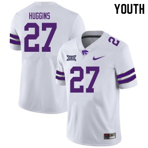 Youth Kansas State Wildcats Jake Huggins #27 Stitch White Jersey 421331-151