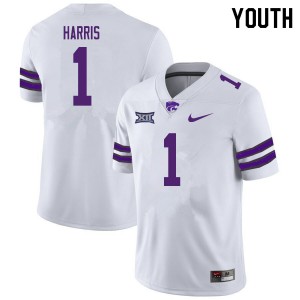 Youth Kansas State Wildcats Jay Harris #1 Football White Jerseys 104175-475