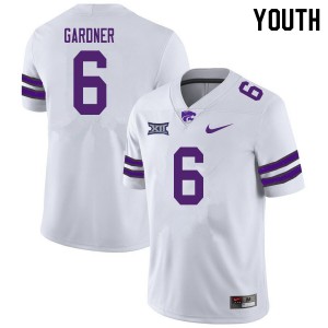 Youth Kansas State Wildcats Justin Gardner #6 White Embroidery Jersey 226990-561