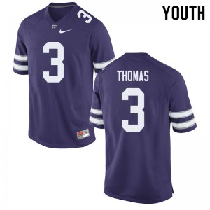 Youth Kansas State Wildcats Kiondre Thomas #3 Purple Player Jerseys 631565-398