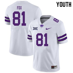 Youth Kansas State Wildcats Konner Fox #81 White Embroidery Jersey 282727-921