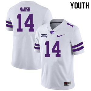 Youth Kansas State Wildcats Max Marsh #14 Stitch White Jerseys 310683-615