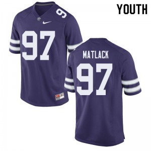 Youth Kansas State Wildcats Nate Matlack #97 Purple College Jersey 264602-112