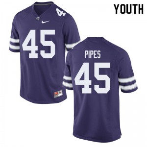 Youth Kansas State Wildcats Nelson Pipes #45 Purple Embroidery Jersey 437493-688