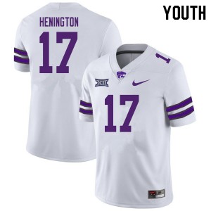 Youth Kansas State Wildcats Ryan Henington #17 Stitched White Jerseys 304247-491