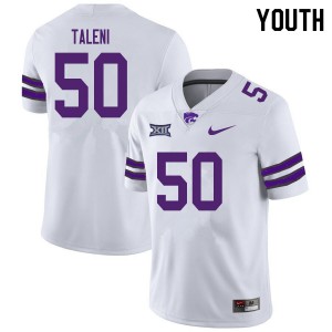 Youth Kansas State Wildcats Tyrone Taleni #50 White Embroidery Jersey 369149-499