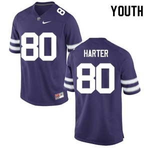 Youth Kansas State Wildcats Adam Harter #80 Purple Stitched Jerseys 881816-109