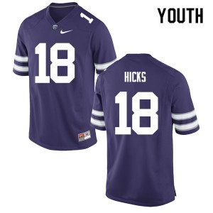 Youth Kansas State Wildcats Andrew Hicks #18 Stitched Purple Jerseys 803694-225