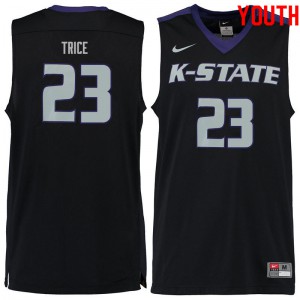 Youth Kansas State Wildcats Austin Trice #23 Black Stitch Jerseys 663348-192