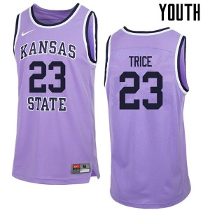 Youth Kansas State Wildcats Austin Trice #23 Retro Purple Stitch Jerseys 520263-278