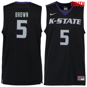 Youth Kansas State Wildcats Barry Brown #5 Embroidery Black Jerseys 725908-409
