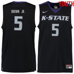 Youth Kansas State Wildcats Barry Brown Jr. #5 Player Black Jerseys 573409-696