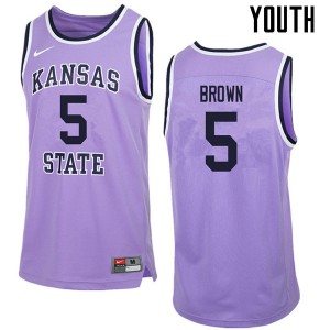 Youth Kansas State Wildcats Barry Brown #5 Retro Purple Official Jersey 147496-176