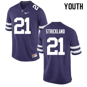 Youth Kansas State Wildcats Carlos Strickland #21 Purple Official Jersey 459421-243