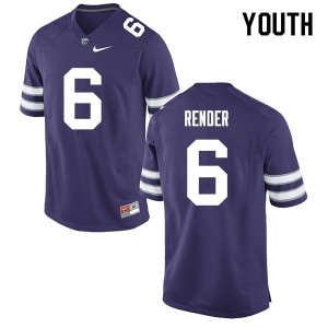 Youth Kansas State Wildcats D.J. Render #6 College Purple Jerseys 756442-364