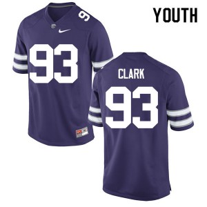Youth Kansas State Wildcats Davis Clark #93 University Purple Jersey 466904-742
