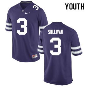 Youth Kansas State Wildcats Elijiah Sullivan #3 College Purple Jersey 252737-353