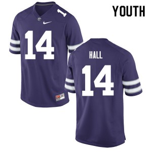 Youth Kansas State Wildcats Hunter Hall #14 Purple Official Jerseys 903620-288