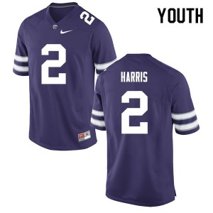Youth Kansas State Wildcats Isaiah Harris #2 Embroidery Purple Jersey 879645-407