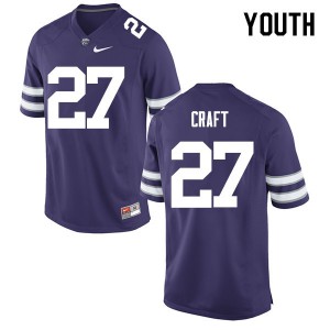Youth Kansas State Wildcats Javier Craft #27 Embroidery Purple Jersey 359186-104