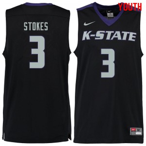 Youth Kansas State Wildcats Kamau Stokes #3 Black Official Jersey 285541-173