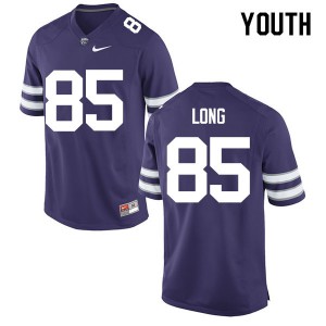 Youth Kansas State Wildcats Logan Long #85 Purple Embroidery Jerseys 448427-477