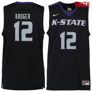Youth Kansas State Wildcats Lon Kruger #12 Black College Jersey 456365-286