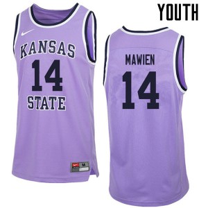 Youth Kansas State Wildcats Makol Mawien #14 Purple Retro Official Jerseys 345433-767