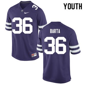 Youth Kansas State Wildcats Mason Barta #36 Stitch Purple Jerseys 261677-551