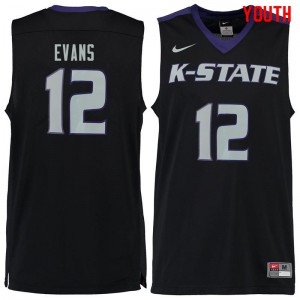 Youth Kansas State Wildcats Mike Evans #12 Black Stitch Jerseys 200336-411