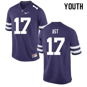Youth Kansas State Wildcats Nick Ast #17 High School Purple Jerseys 520555-607