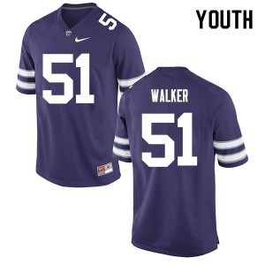 Youth Kansas State Wildcats Reggie Walker #51 College Purple Jerseys 708946-400
